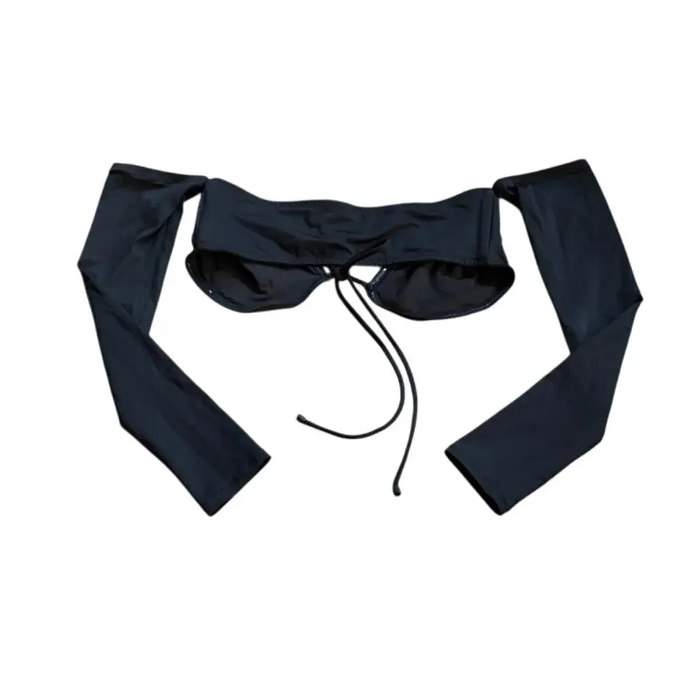 SKIMS Recycled Swim Long Sleeve Bikini Top Onyx - L